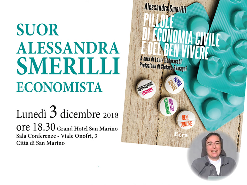 L’economista Suor Alessandra Smerilli, lunedì ospite dell’Associazione San Marino – Italia