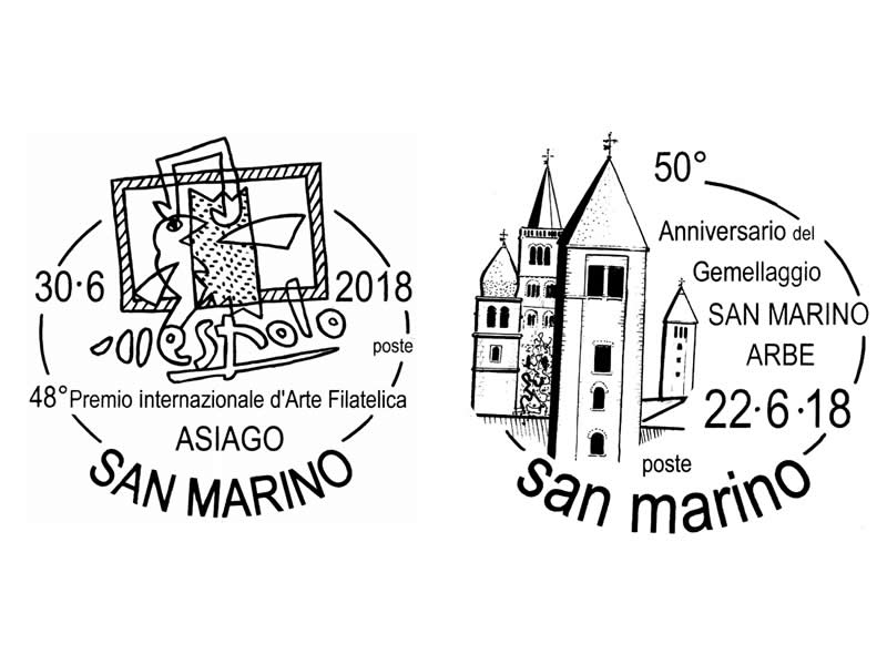 San Marino. Annulli per il 50° anniversario del gemellaggio San Marino-Arbe
