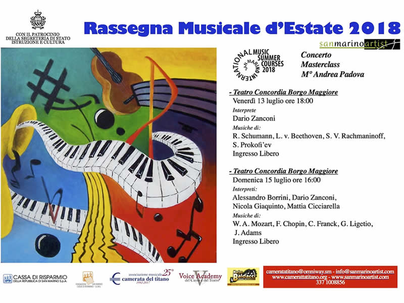 San Marino. Torna la Rassegna Musicale d’estate con tre concerti nel fine settimana