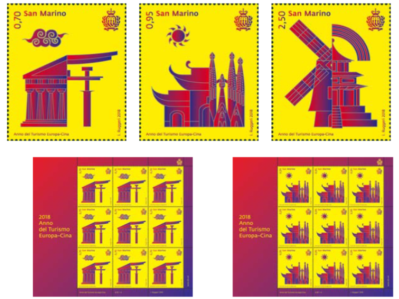 San Marino. Tre francobolli per l’Anno del Turismo Europa-Cina