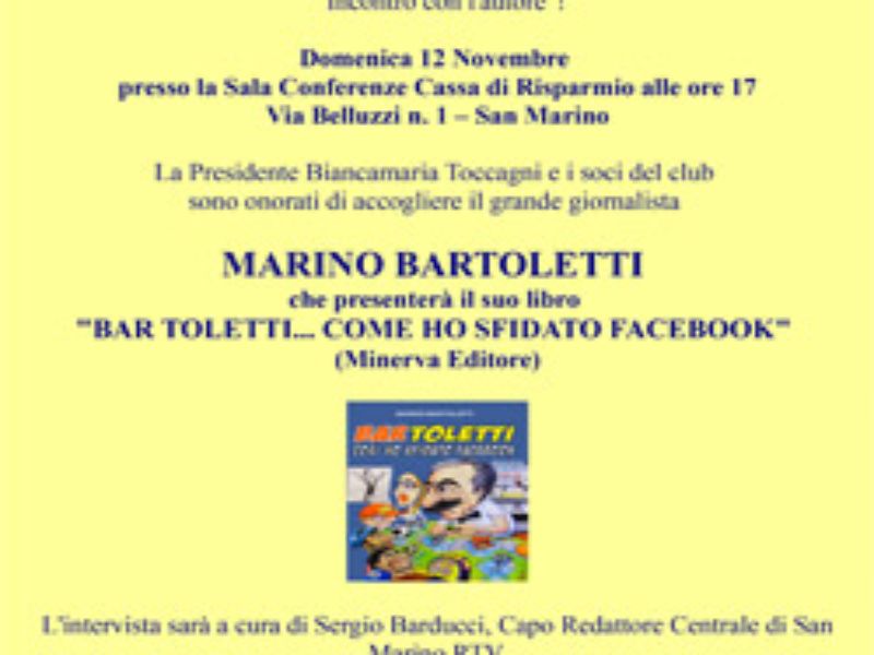 San Marino. Marino Bartoletti ospite del  Kiwanis Club