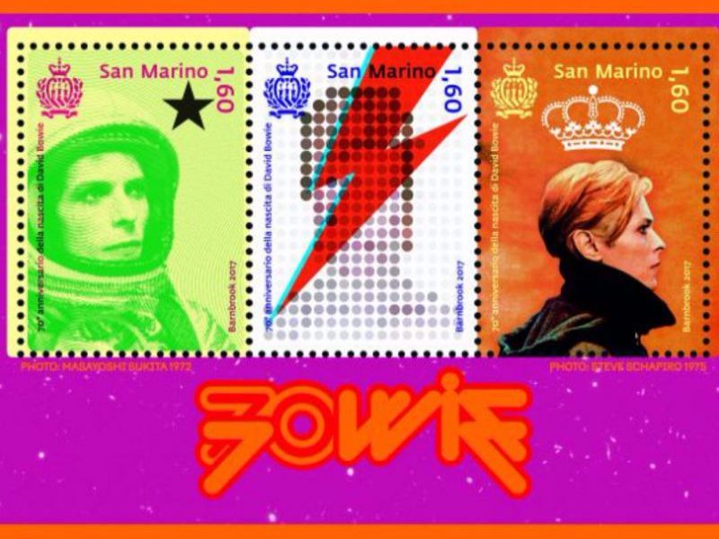 San Marino. Tre francobolli  in ricordo di David Bowie