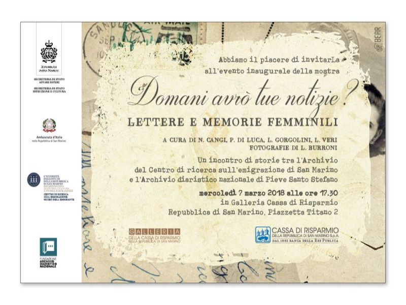 San Marino. Lettere e memorie femminili esposte alla Galleria Carisp