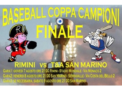 San Marino. Baseball, finale European Cup, gara1: Rimini-San Marino 1-2