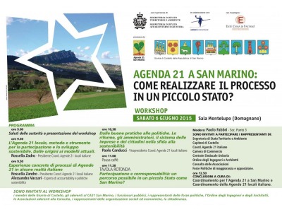 San Marino. Workshop: ‘Agenda21 a San Marino: come attuare il processo in un piccolo Stato?’