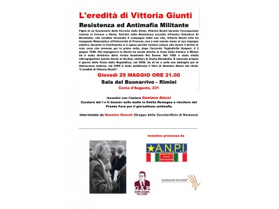 Rimini. Anpi, ‘L’eredità di Vittoria Giunti: stasera la presentazione del libro con Gaetano Alessi