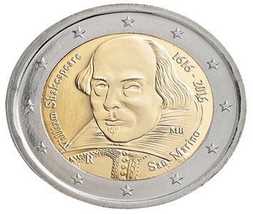 San Marino. Programma numismatico 2016: Shakespeare a 400 anni dalla morte