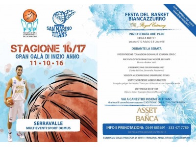 San Marino. Basket, festa il 2 ottobre