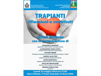 San Marino. AVSSO: tavola rotonda sul tema ‘Trapianti e Donazione di Organi’