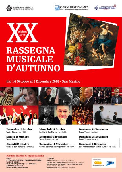 San Marino. Oggi la XX Rassegna Musicale d’Autunno 2018.