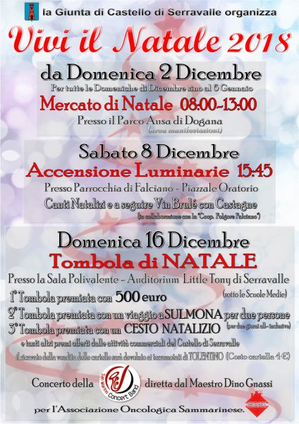San Marino. La Giunta di Castello di Serravalle organizza “Vivi il Natale 2018”