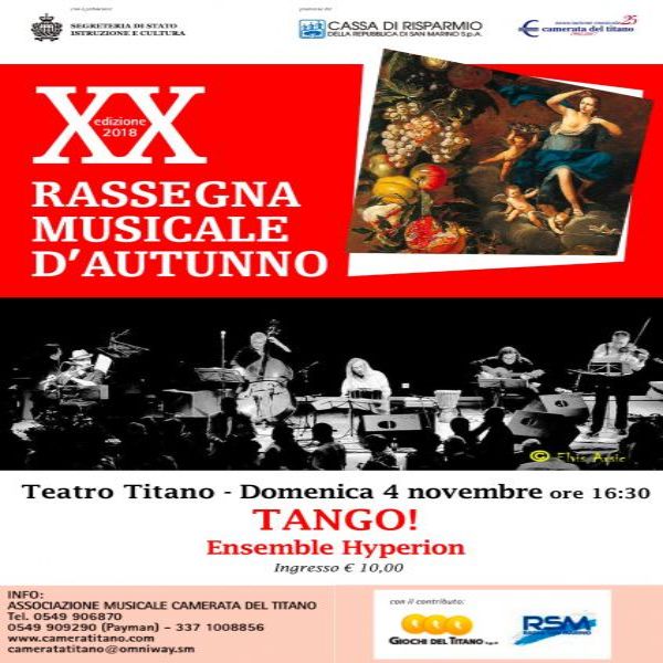San Marino. A teatro arriva “Tango!” dell’Ensemble Hyperion