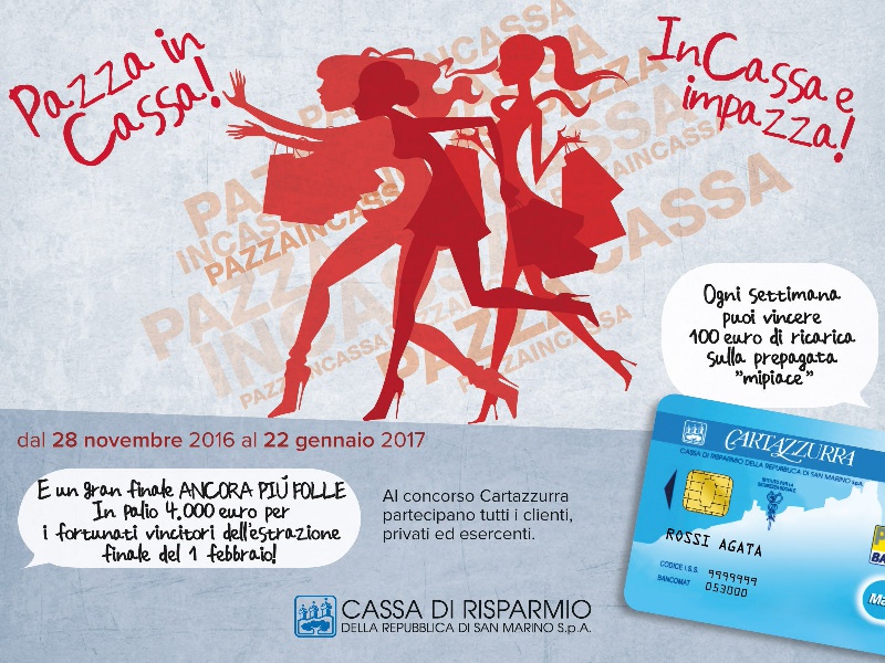 San Marino. Carisp, sesta estrazione del concorso ‘Pazza in Cassa! InCassa e impazza!’