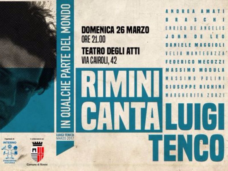 Oggi al Teatro degli Atti ‘Rimini canta Luigi Tenco’