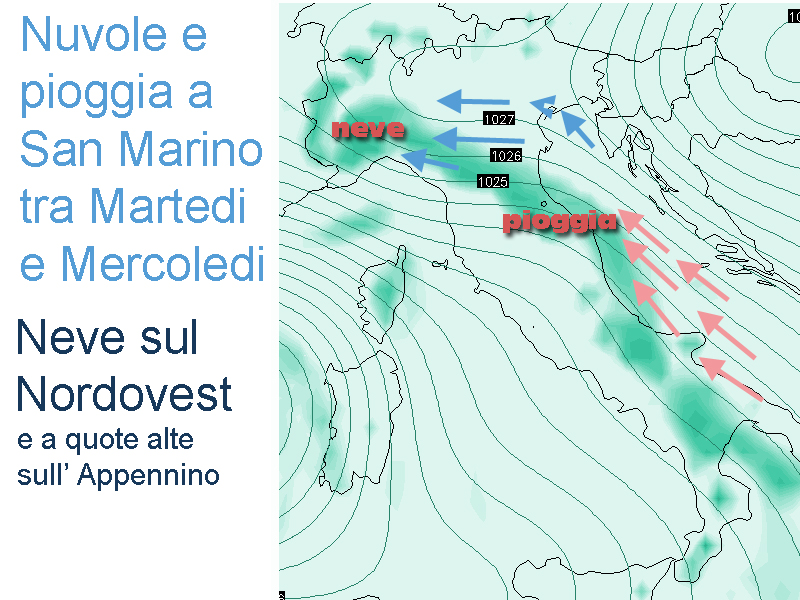San Marino. Meteo: la neve investe il Nord-ovest d’Italia e risparmia San Marino