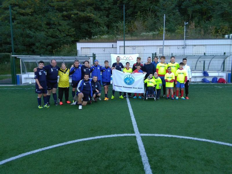 San Marino. La squadra di calcio della Federazione Sport Speciali all’evento organizzato da Up Down