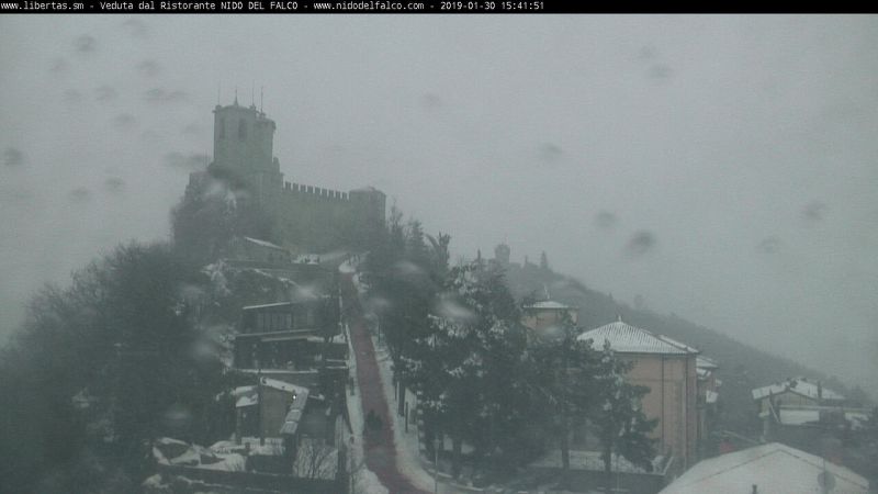 San Marino. Meteo: la perturbazione è arrivata sul Titano, nevica sulla parte alta di San Marino