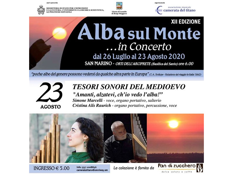 San Marino. Il 23 agosto i “Tesori sonori del Medioevo” con Simone Marcelli e Cristina Alis Raurich
