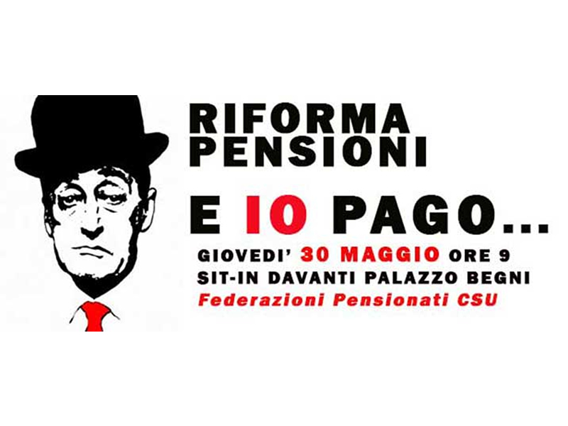 Riforma previdenziale: domani, dalle 9 sit-in dei pensionati davanti palazzo Begni