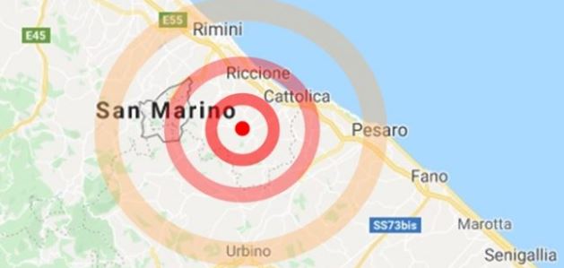 Avvertito anche a San Marino il terremoto
