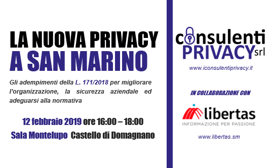 Nuova privacy a San Marino, domani convegno formativo gratuito