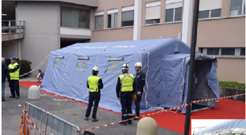 Coronavirus. Tenda  Protezione Civile Italiana davanti all’ospedale. L’informazione di San Marino