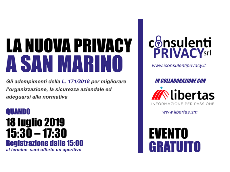Torna l’evento di formazione gratuito sulla privacy a San Marino