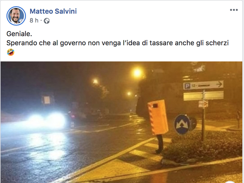San Marino. La maschera da autovelox diventa virale. Matteo Salvini: “Geniale”