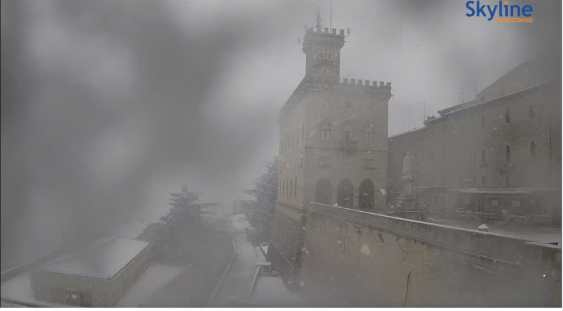 San Marino. Meteo: l’entrata di aria fredda artica dal mare sta generando nevicate fin verso i 400 m