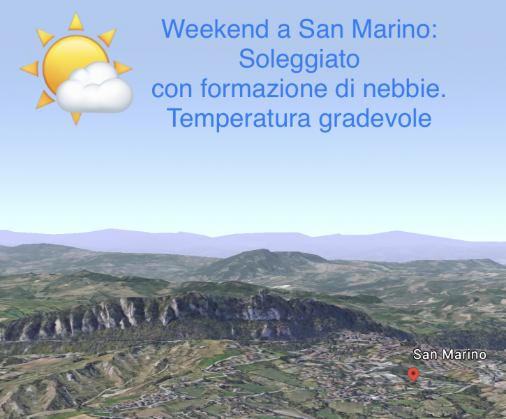San Marino. Meteo: continua il dominio anticiclonico subtropicale ma attenzione alla nebbia