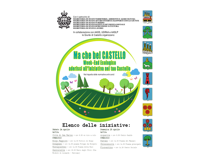 San Marino. Le Giunte di Castello promuovo il Week-End Ecologico