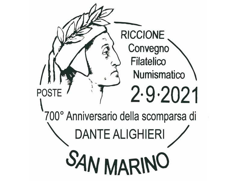San Marino. Un annullo per il 700° anniversario della scomparsa di Dante Alighieri