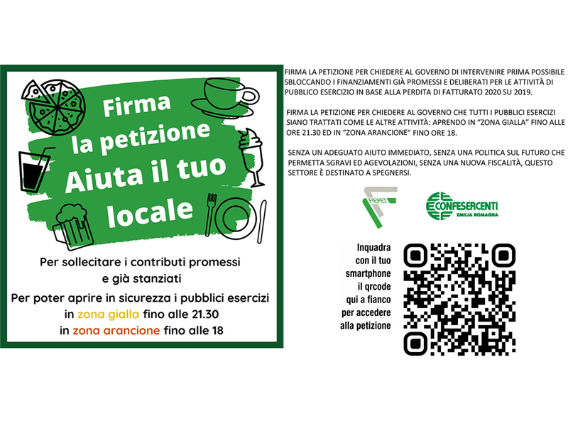 Rimini. Confesercenti lancia la petizione “Aiuta il tuo locale” per sostenere i pubblici esercizi