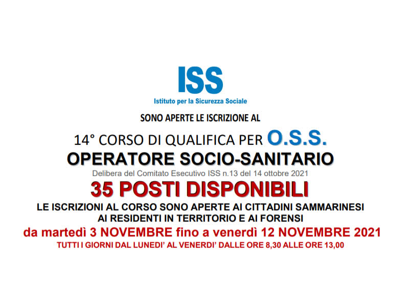 San Marino. Al via il Corso per Operatore Socio Sanitario (OSS), 35 i posti disponibili