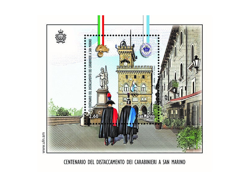 Una emissione in occasione del centenario del distaccamento dei Carabinieri a San Marino