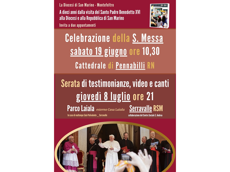 San Marino. Una Messa per ricordare la visita di Benedetto XVI alla Diocesi San Marino-Montefeltro
