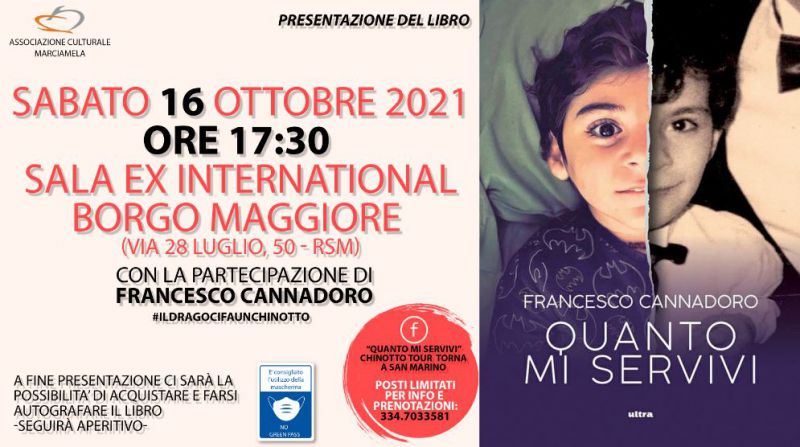 Francesco Cannadoro a San Marino per presentare il suo nuovo libro