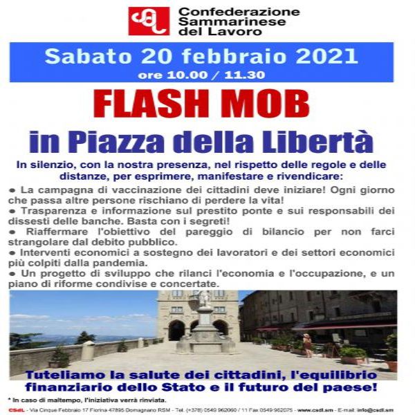 San Marino. Domani il flash mob in piazza della CSdL