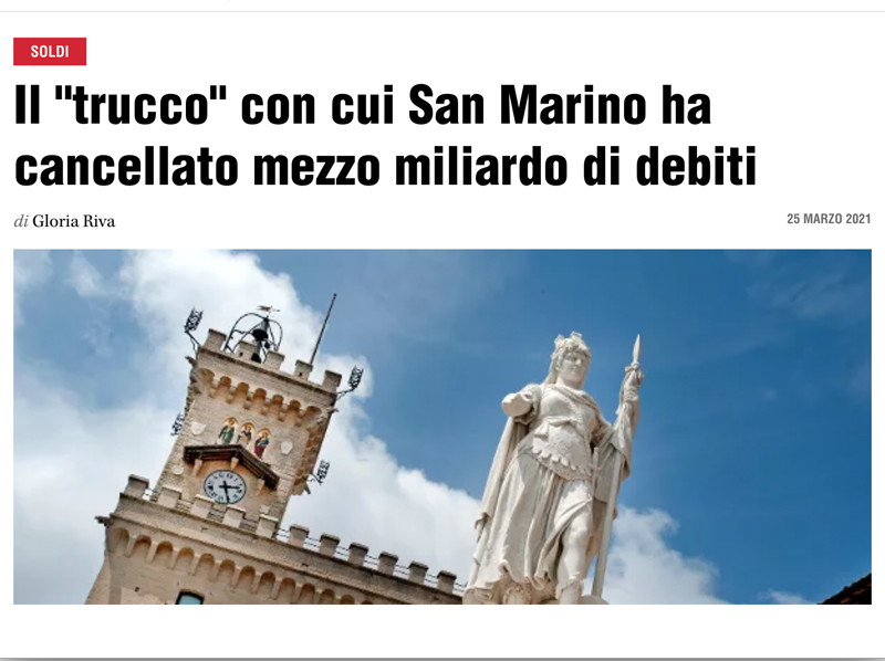 Titolo irredimibile Carisp, L’Espresso: “San Marino potrebbe essere un laboratorio-esperimento”