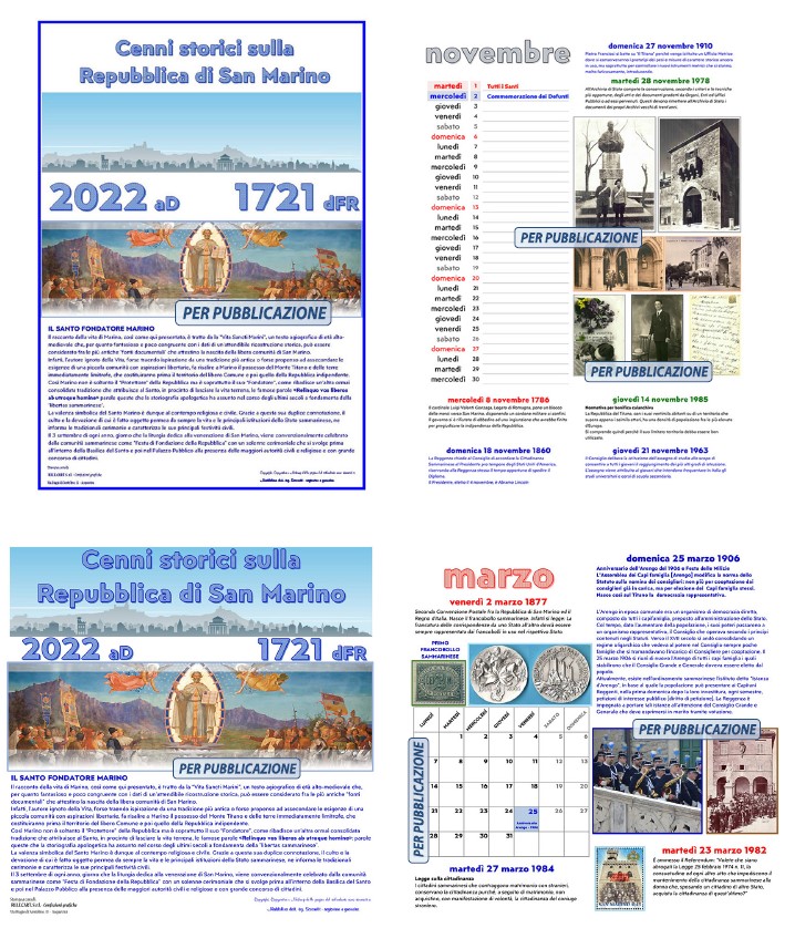 Il calendario “Cenni storici sulla Repubblica di San Marino” presentato ai Reggenti