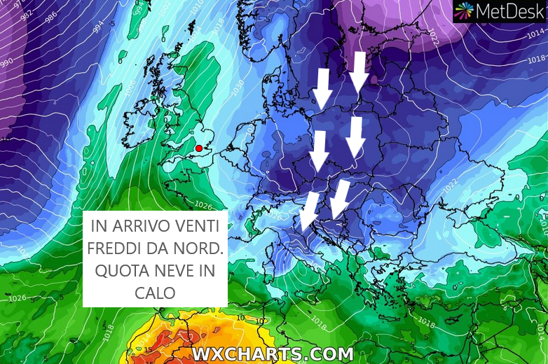 San Marino. Meteo: incursione invernale tra venerdì notte e sabato mattina, poi vento forte da nordest. Domenica rischio nuovo peggioramento