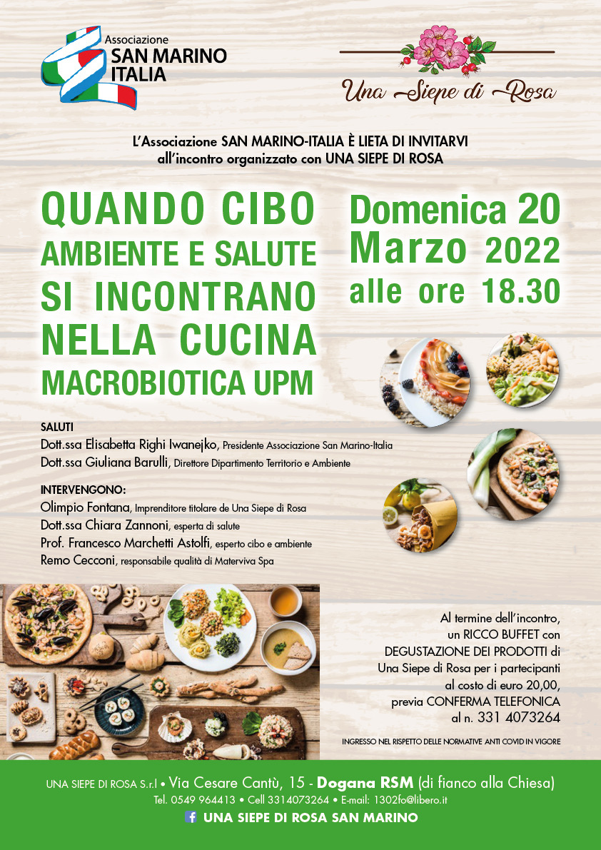 Cucina macrobiotica: evento promosso dall’Associazione San Marino-Italia