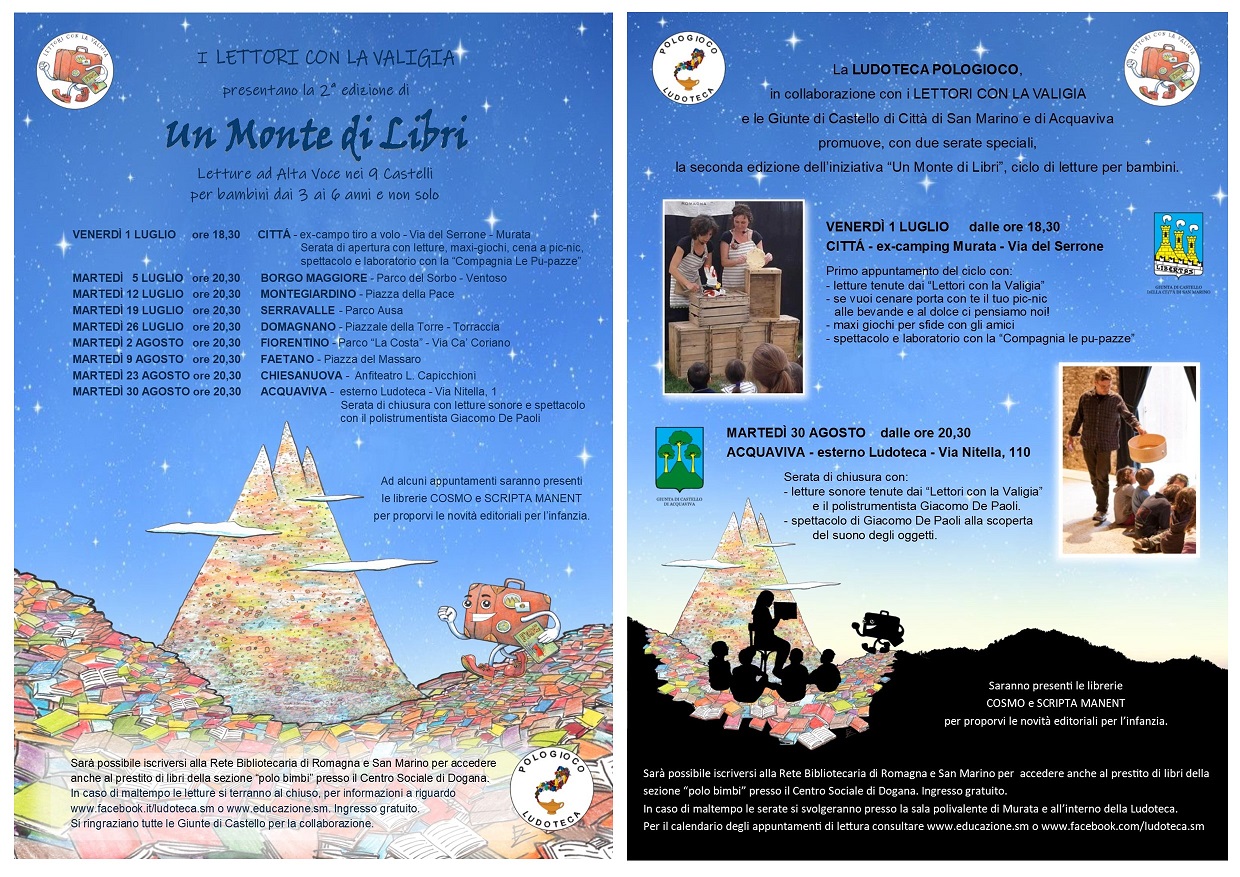 A San Marino il 1° luglio al via la seconda edizione di “Un Monte di Libri”