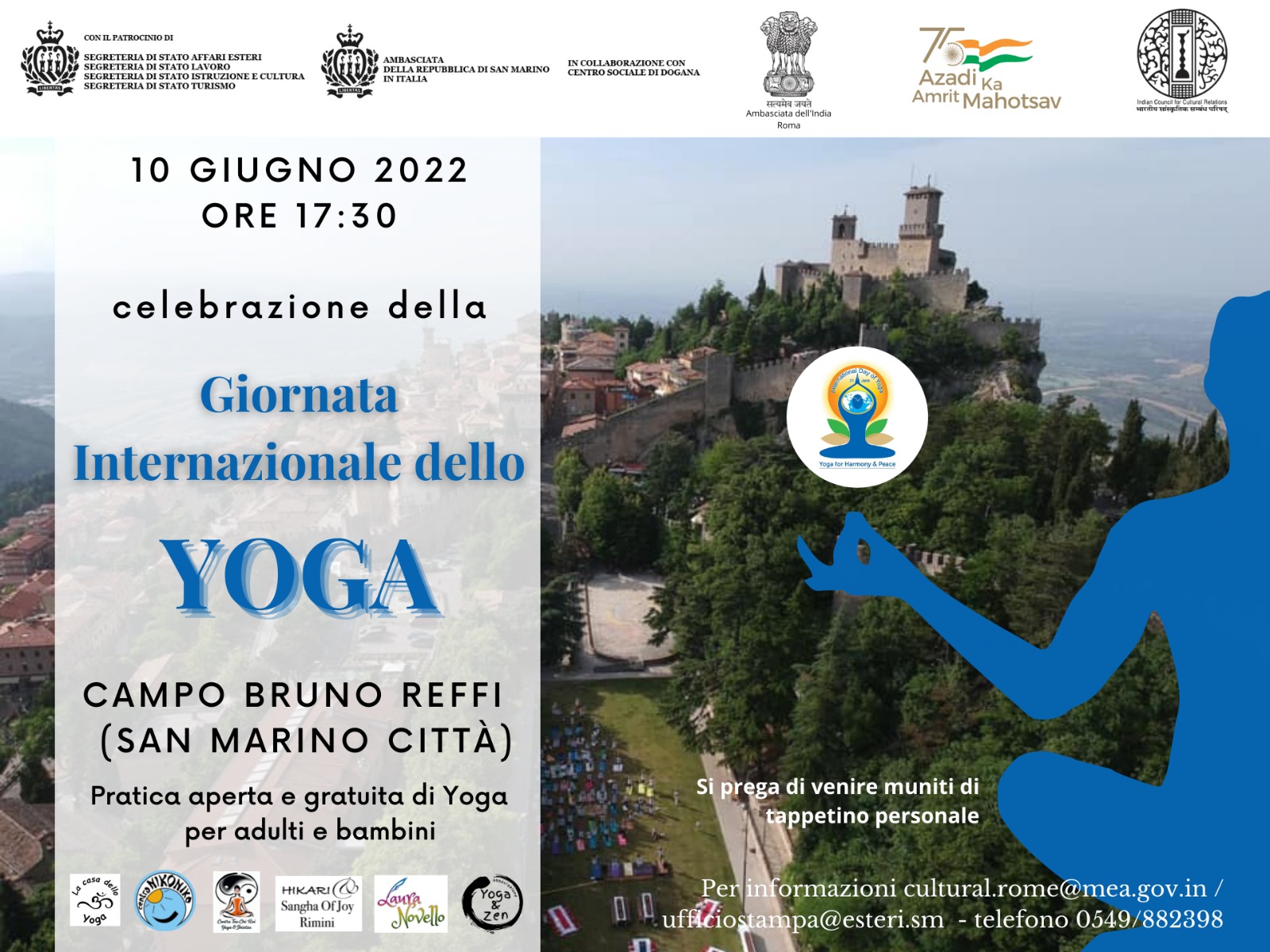 San Marino. L’evento in occasione della Giornata Internazionale delle Yoga spostato al Centro Congressi Kursaal