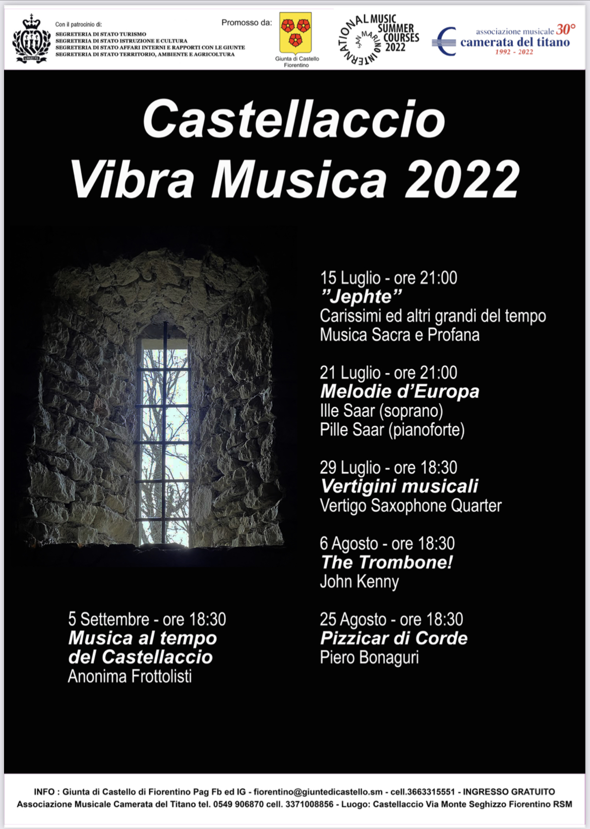 San Marino. Torna la musica al Castello di Fiorentino con “Castellaccio Vibra Musica”