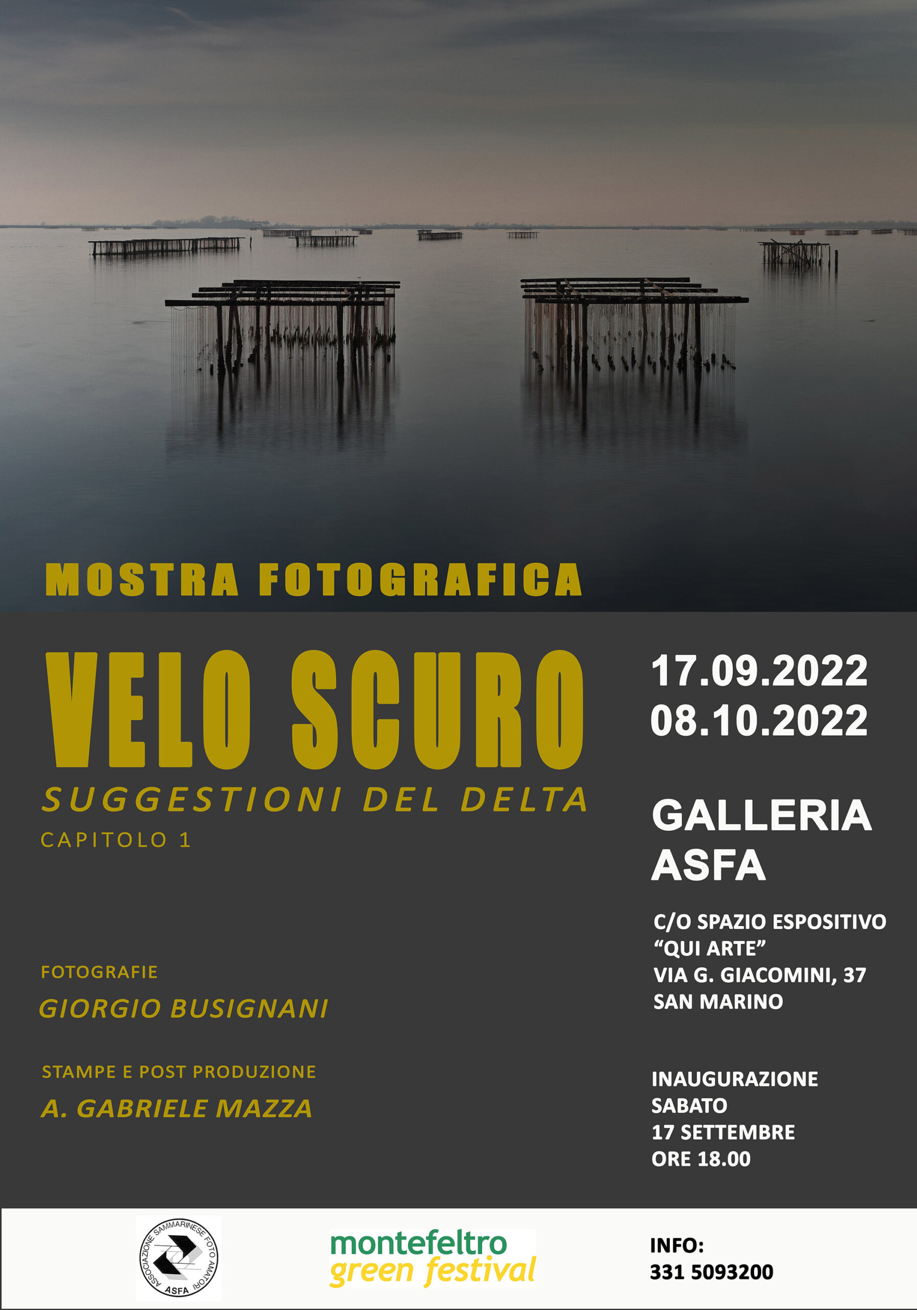 San Marino. Giorgio Busignani firma l’ultimo appuntamento di Oltrefestival con la mostra “Velo scuro – Suggestioni del Delta”
