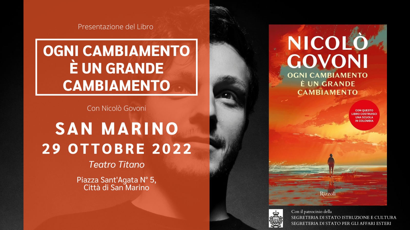 San Marino. Il 29 ottobre Nicolò Govoni presenterà il suo nuovo libro