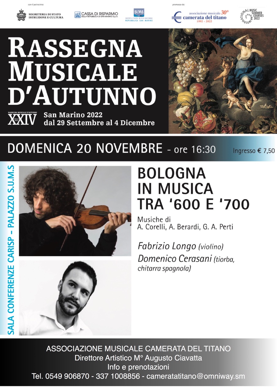 San Marino. Prosegue la Rassegna Musicale d’Autunno della Camerata del Titano. In scena “Bologna in musica”