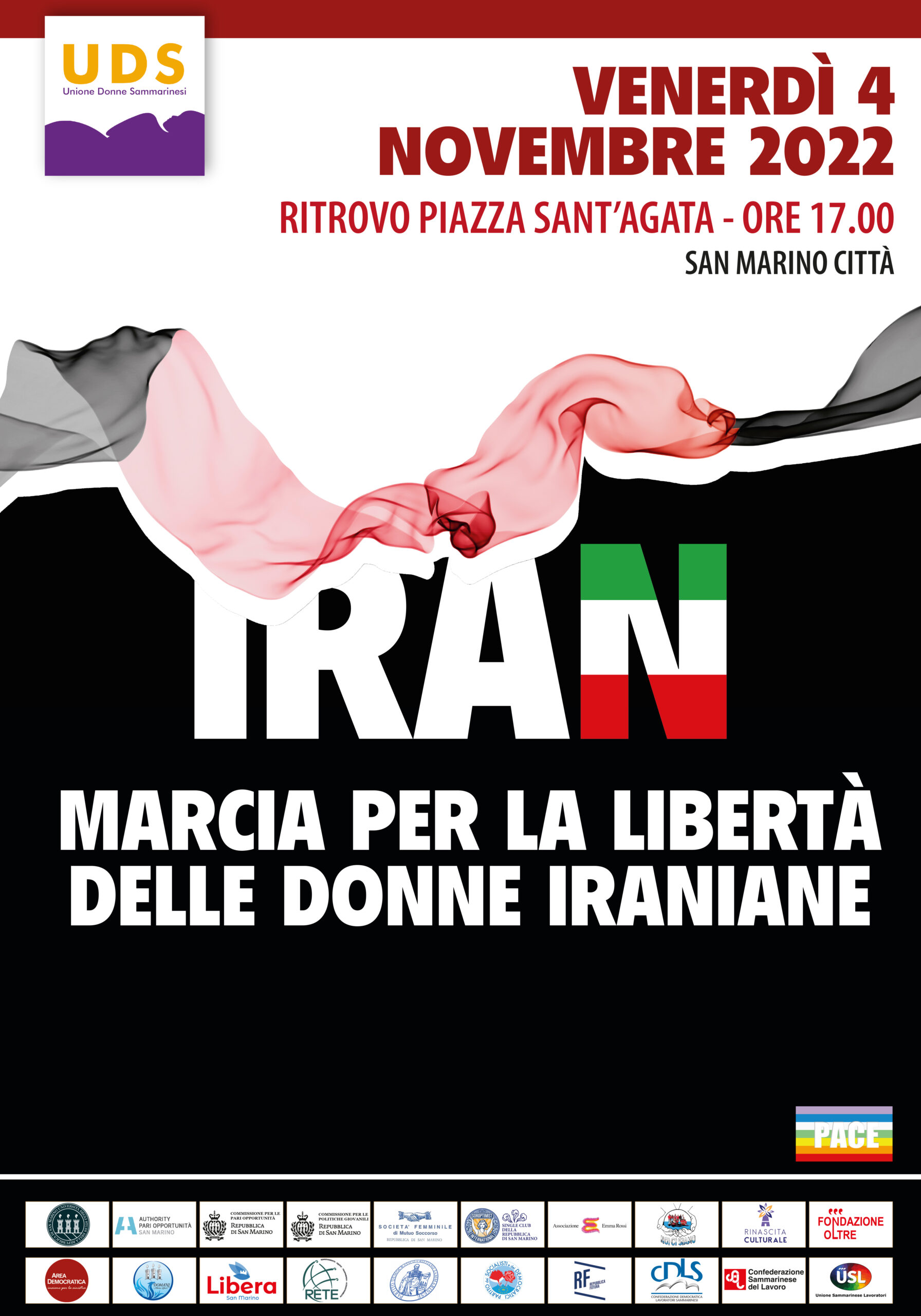San Marino il 4 novembre marcerà per la libertà delle donne iraniane