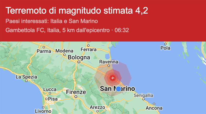La terra trema ancora in Romagna. Forte scossa all’alba